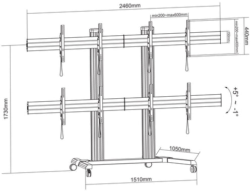 Supporto a Pavimento per 4 TV LCD/LED 32-55'' per Video Wall