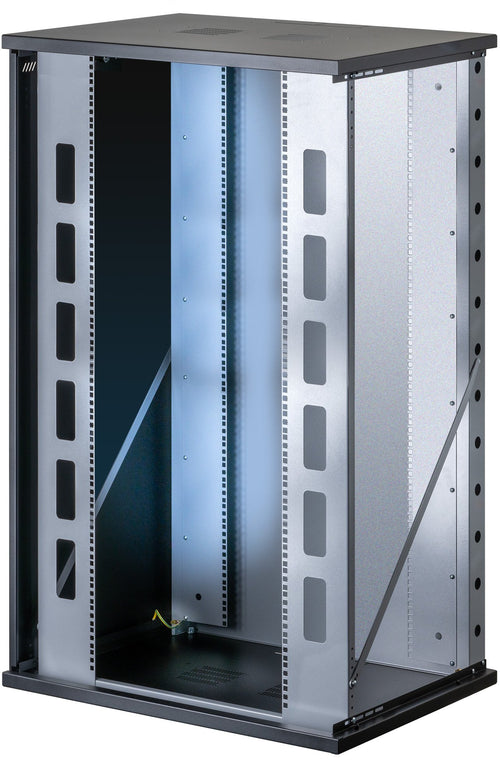 Armadio Rack 19'' a Muro 22U P 600mm L 800mm Porta Vetro Nero