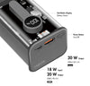 Power Bank 10000 mAh 1x USB-A 1x USB-C&trade con Display PD & QC Trasparente