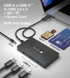 Lettore di Memorie SD/TF Smart Card con Hub 3 Porte USB