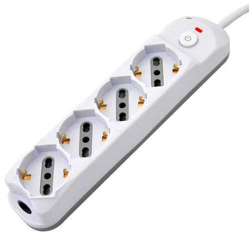 Presa Multipla a 4 Posti Italiana Bipasso/Schuko Spina 10A