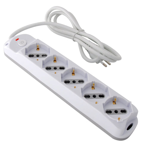 Presa Multipla a 5 Posti Italiana Bipasso/Schuko Spina 10A