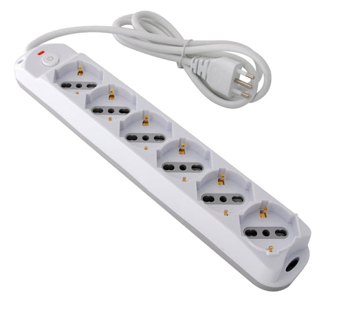 Presa Multipla a 6 Posti Italiana Bipasso/Schuko Spina 10A