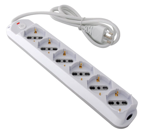 Presa Multipla a 6 Posti Italiana Bipasso/Schuko Spina 10A