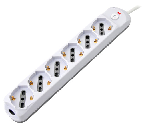 Presa Multipla a 6 Posti Italiana Bipasso/Schuko Spina 16A