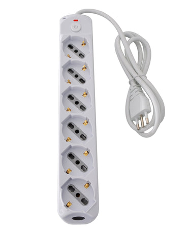 Presa Multipla a 6 Posti Italiana Bipasso/Schuko Spina 10A