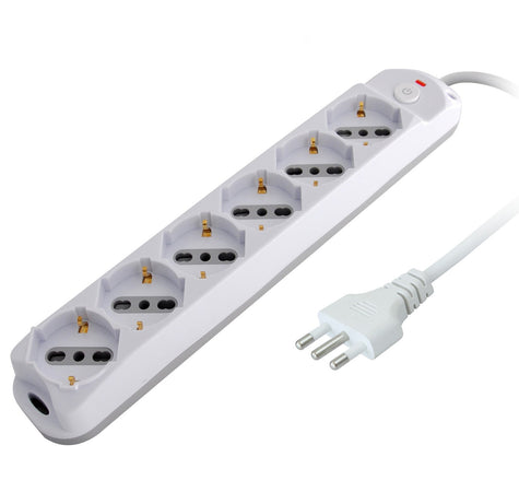 Presa Multipla a 6 Posti Italiana Bipasso/Schuko Spina 16A