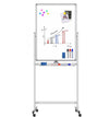 Lavagna Magnetica Bifacciale 60x100 cm con Ruote e Mensola per Pennarelli con Ganci Portablocco
