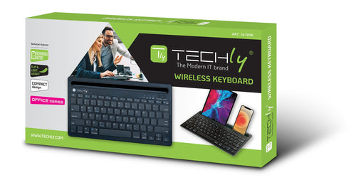 Mini Tastiera Wireless 78 Tasti a 2 Canali con Tasti di Scelta Rapida e Stand per Tablet