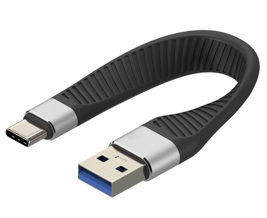 Cavo Corto Piatto USB-C&trade Maschio a USB-A Maschio Ricarica Rapida FPC 12 cm