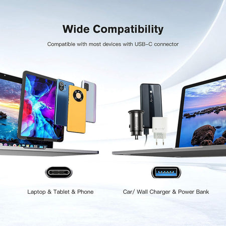 Cavo Corto Piatto USB-C&trade Maschio a USB-A Maschio Ricarica Rapida FPC 12 cm