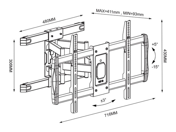 Staffa a Muro con Doppio Braccio per TV LCD 42-75'' Full-Motion