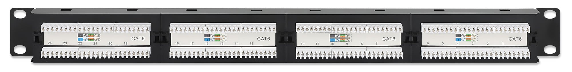 Pannello Patch UTP 24 Posti RJ45 Cat.6 con Barra Gestione Cavi