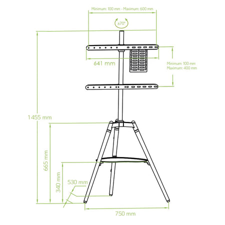 Supporto a Pavimento Cavalletto Tripod per TV LCD/LED/Plasma 32-65'' con Mensola