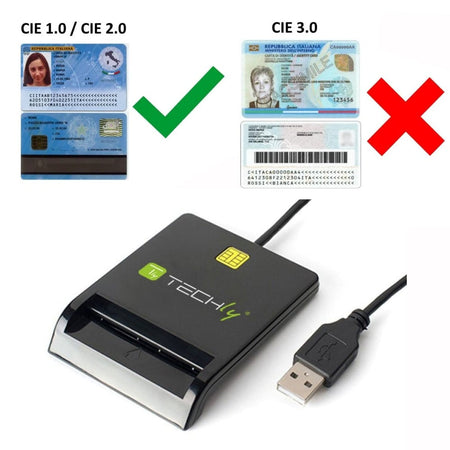 Lettore di Smart Card USB Esterno Nero