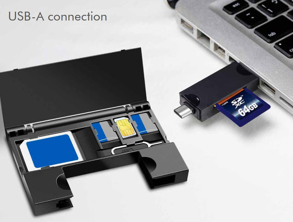 Lettore di Memorie USB 3.2 Gen1 2 in 1 con Custodia Card