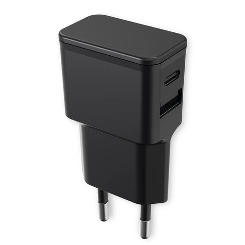 Caricatore Alimentatore USB-C&trade e USB-A da Muro per Smartphone e Tablet Nero