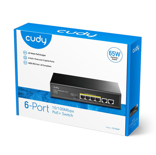 Switch PoE+ 6 Porte 10/100M 60W, FS1006P
