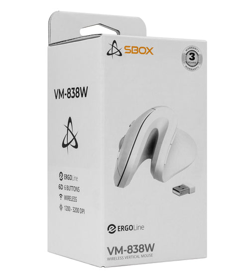 Mouse Verticale Ottico Ergonomico Wireless Bianco