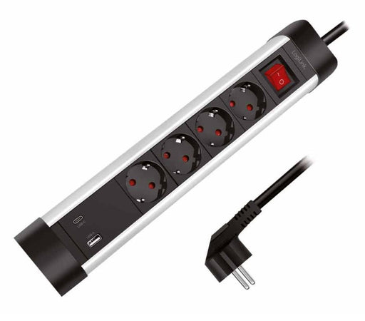 Presa Multipla a 4 vie con Presa USB-C&trade PD e USB-A QC per la Ricarica Veloce