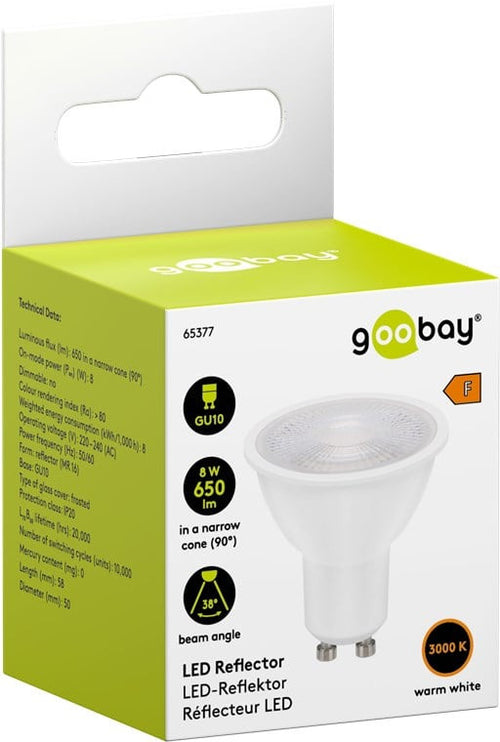 Faretto GU10 Bianco Caldo 8W, Classe F