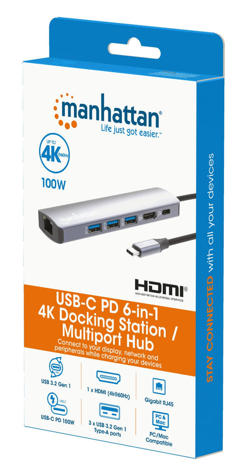 Docking Station USB-C&trade PD 6-in-1 4K Hub Multiporta
