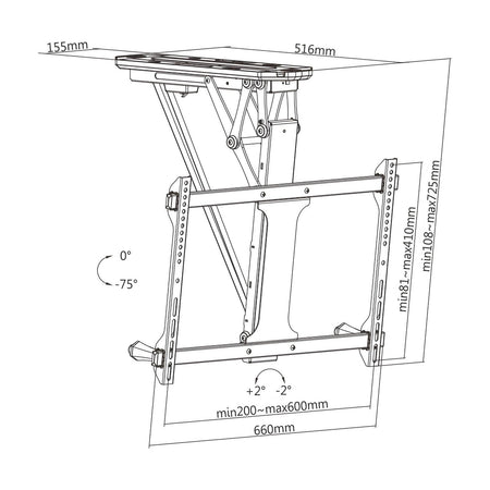 Supporto TV da Soffitto Inclinabile Motorizzato Integrazione Smart Home per TV da 32 a 70''