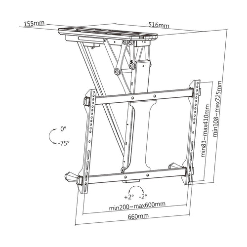 Supporto TV da Soffitto Inclinabile Motorizzato Integrazione Smart Home per TV da 32 a 70''