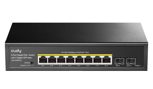 Switch Gigabit PoE+ 8 Porte con 2 slot SFP Gigabit, GS1008PS2