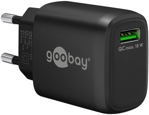 Caricabatterie Ricarica Rapida USB QC 3.0 (18 W) Nero