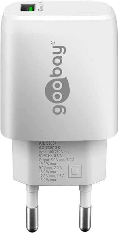 Caricabatterie Ricarica Rapida USB QC 3.0 (18 W) Bianco