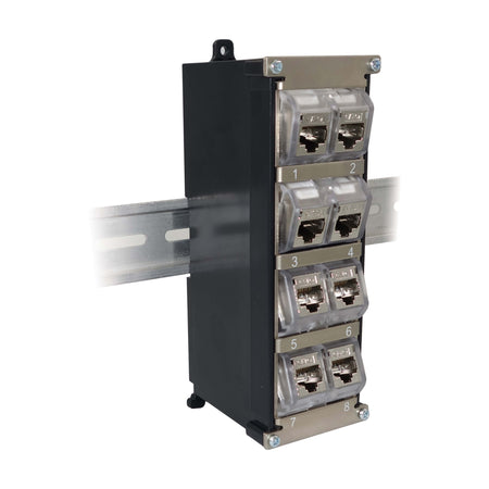 Pannello Patch Keystone 8 porte per Guida DIN e Montaggio a Parete con Messa a Terra