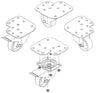 Kit 4 Ruote per Armadi con Piastre per Montaggio Simultaneo Piedini
