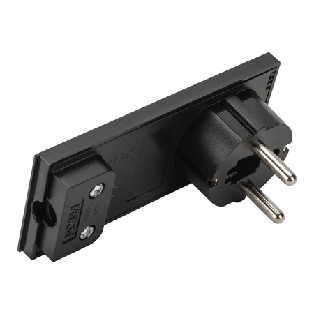 Spina Schuko 16A 2P+T Salvaspazio Super Sottile Smontabile Angolata Nero