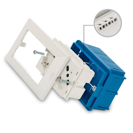 Multipresa Universale da Incasso con Doppia Presa Bipasso Italiana Schuko Bianco