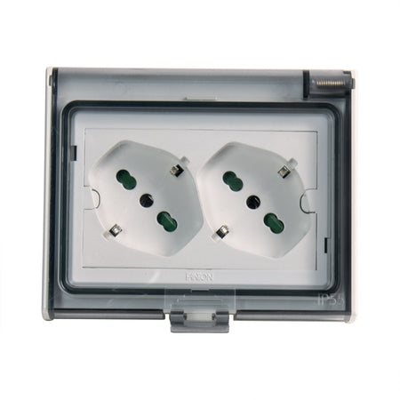 Multipresa Universale IP55 da Incasso con Doppia Presa Bipasso Italiana Schuko Precablata