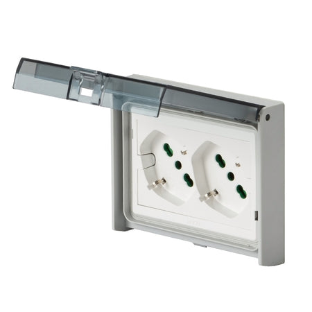 Multipresa Universale IP55 da Incasso con Doppia Presa Bipasso Italiana Schuko Precablata