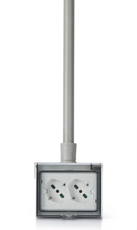 Multipresa Universale IP55 con Doppia Presa Bipasso Italiana Schuko con Scatola da Parete 3 Moduli