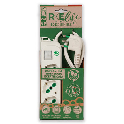 Presa Multipla a 3 Posti Italiana Bipasso con Interruttore Bianco