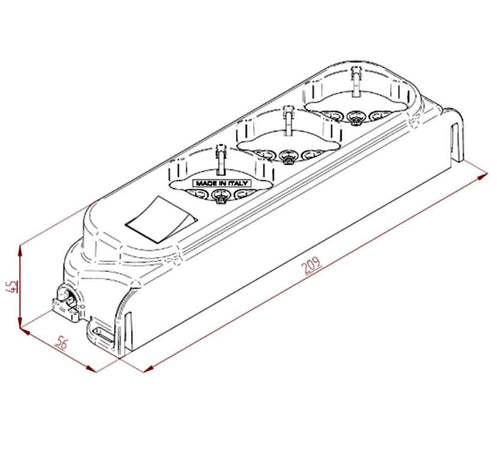 Presa Multipla a 3 Posti Italiana Bipasso con Interruttore Bianco