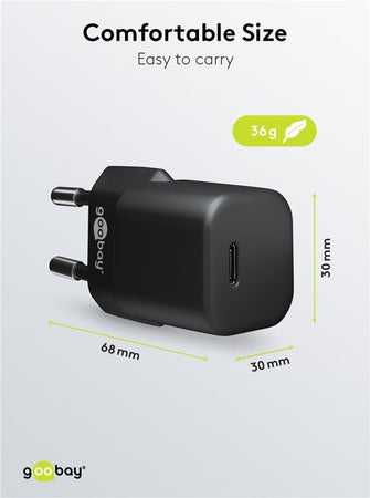 Alimentatore Caricatore Rapido USB-C&trade PD GaN Nano 20W 3A Nero