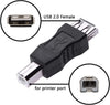 Adattatore Convertitore USB A Femmina USB B Maschio Nero