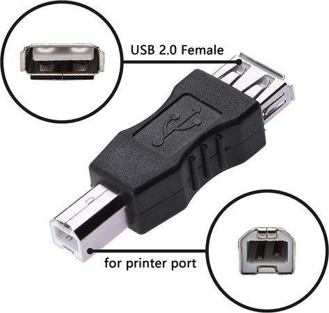 Adattatore Convertitore USB A Femmina USB B Maschio Nero