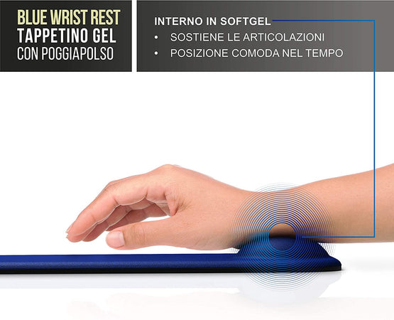Tappetino con Cuscinetto Poggiapolso in Gel Blu
