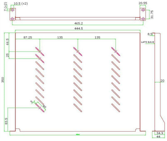 Mensola per Rack 19'' 350 mm 1U Nera 2 punti