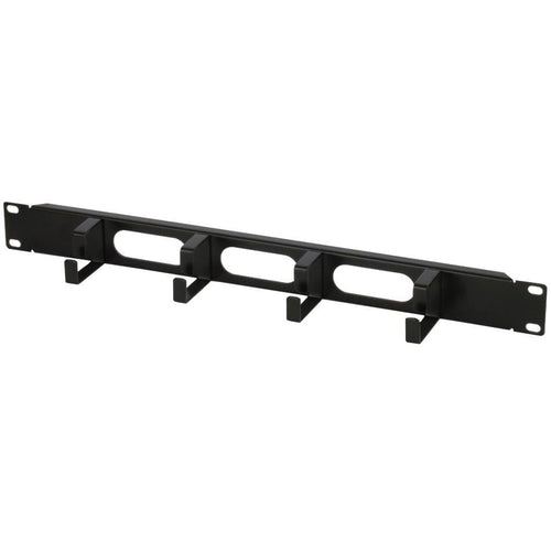 Pannello Passacavi 4 Anelli Corti in Metallo 3 Fori 1U Nero