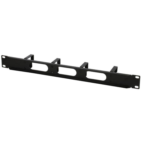 Pannello Passacavi 4 Anelli Corti in Metallo 3 Fori 1U Nero