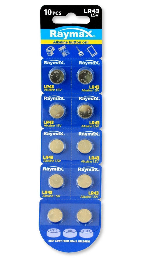Batterie a bottone Alcalina LR43 LR1142 386 AG12 (set 10 pz)