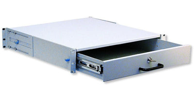 Cassetto Porta Tastiera 2U per Armadi Rack 19'' con Serratura Grigio