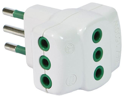 Adattatore Triplo Spina 2P+T Presa 2P+T 10A